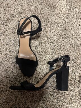 Black Block Heel Ankle Strap Sandals